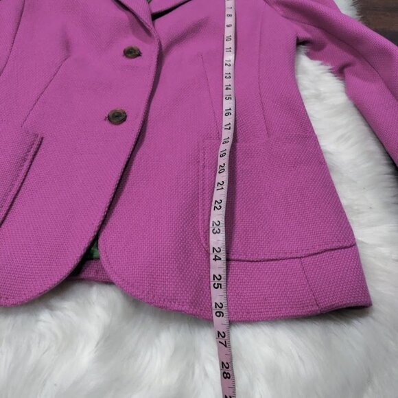 Lands End Pink Wool blend Tweed 2 Button Classic Twee Barbiecore Blazer 10 - Picture 14 of 16